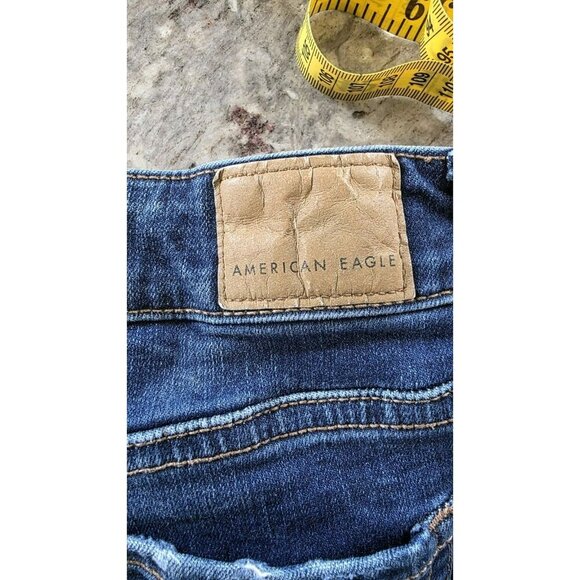 American Eagle Shortie Jean Shorts Super Stretch Womens Size 2 Raw Hem Cowgirl - Picture 3 of 10